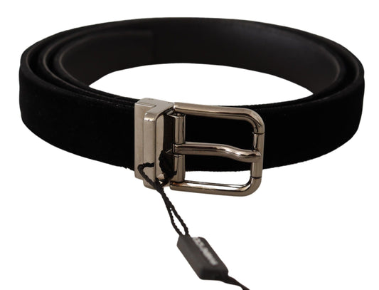 Elegant Black Viscose Leather Belt