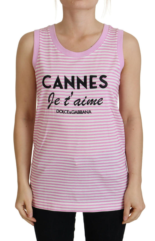Exclusive Pink Striped Sleeveless Cotton Top