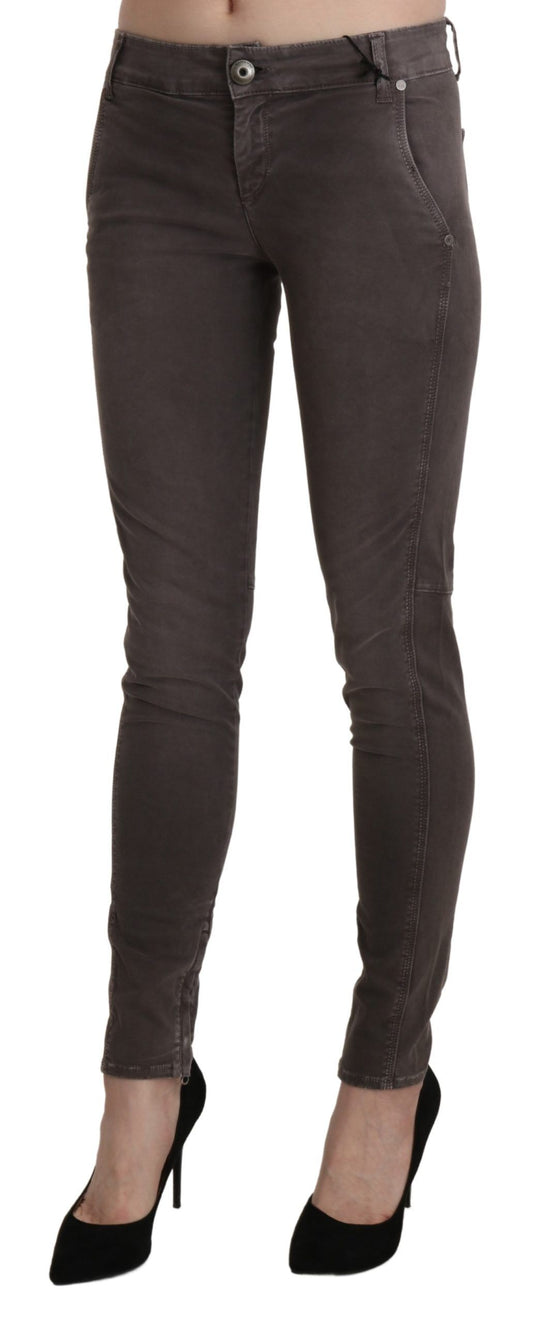 Chic Brown Low Waist Skinny Trousers