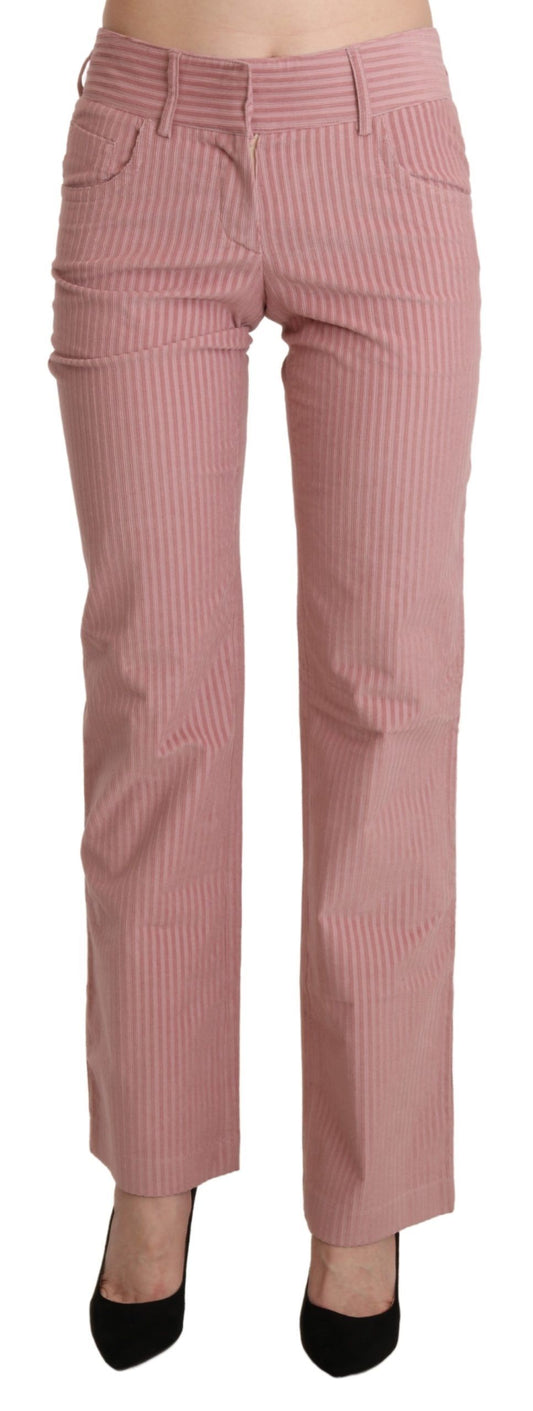 Chic Pink Mid Waist Straight Trousers