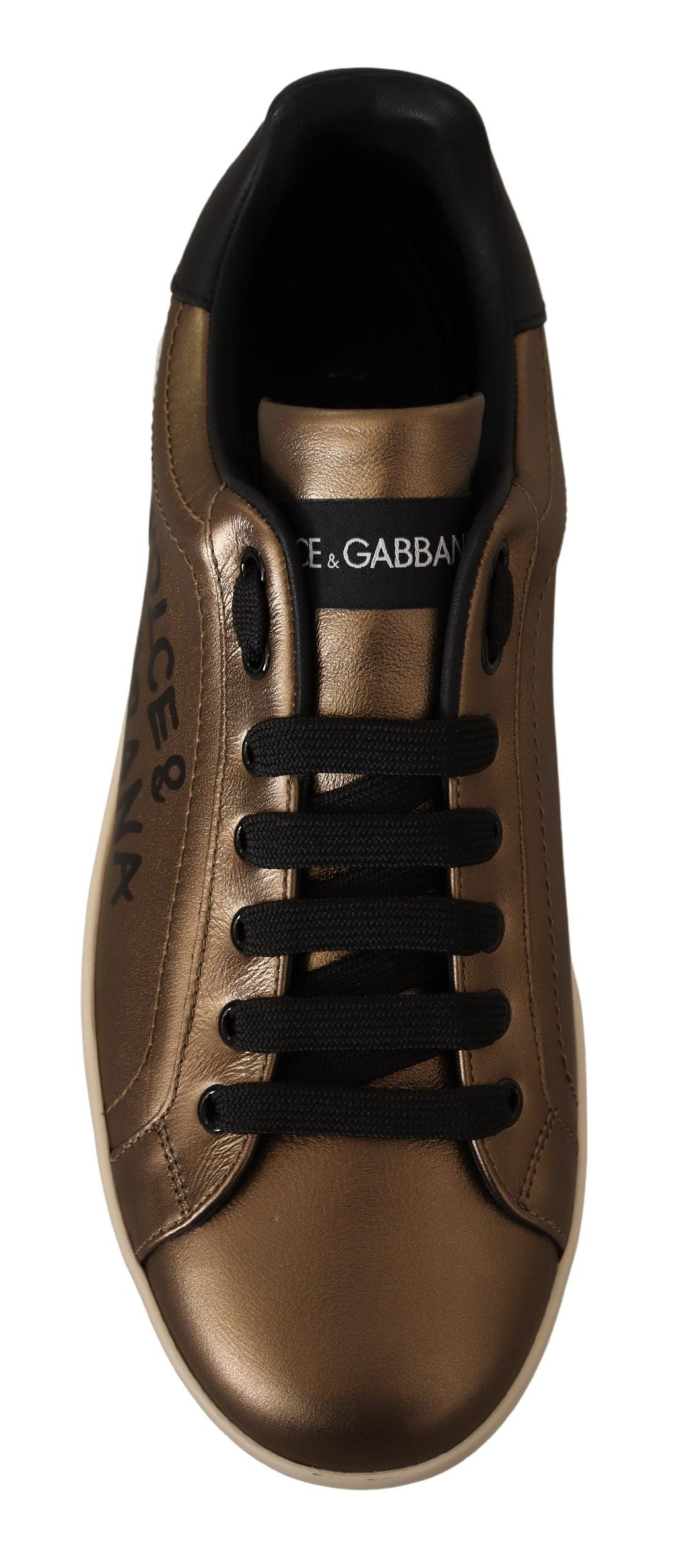 Elegant Gold Bronze Low-Top Sneakers