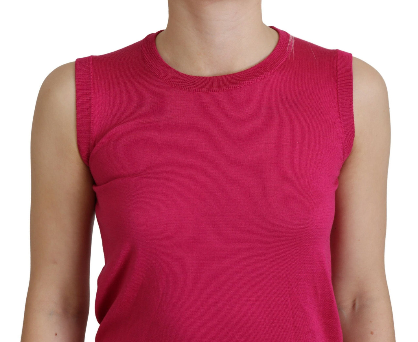 Chic Pink Silk Sleeveless Tank Top Vest