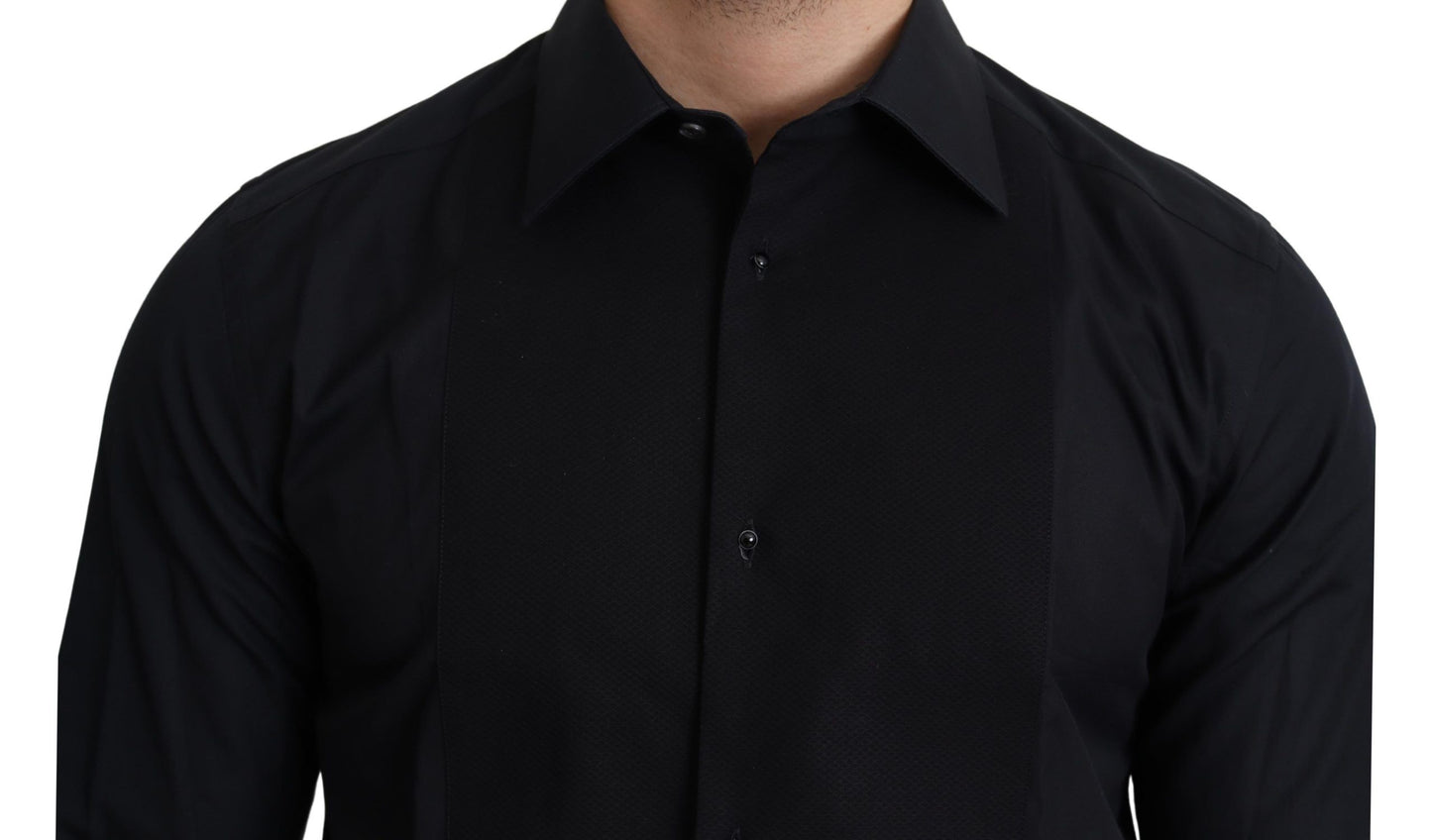 Elegant Black Cotton Dress Shirt