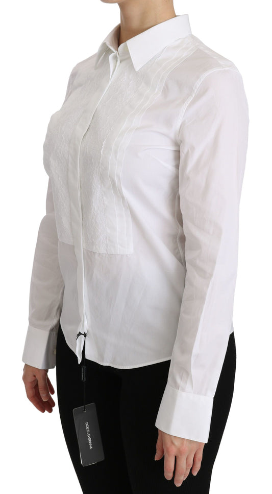 Elegant White Collared Long Sleeve Polo Top