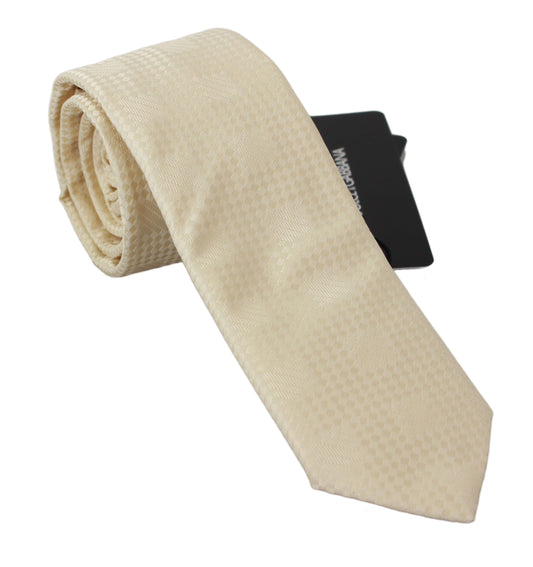 Elegant Cream Beige Silk Blend Neck Tie