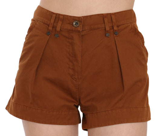 Chic Brown Mid Waist Mini Shorts