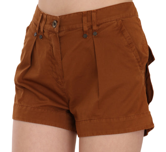 Chic Brown Mid Waist Mini Shorts