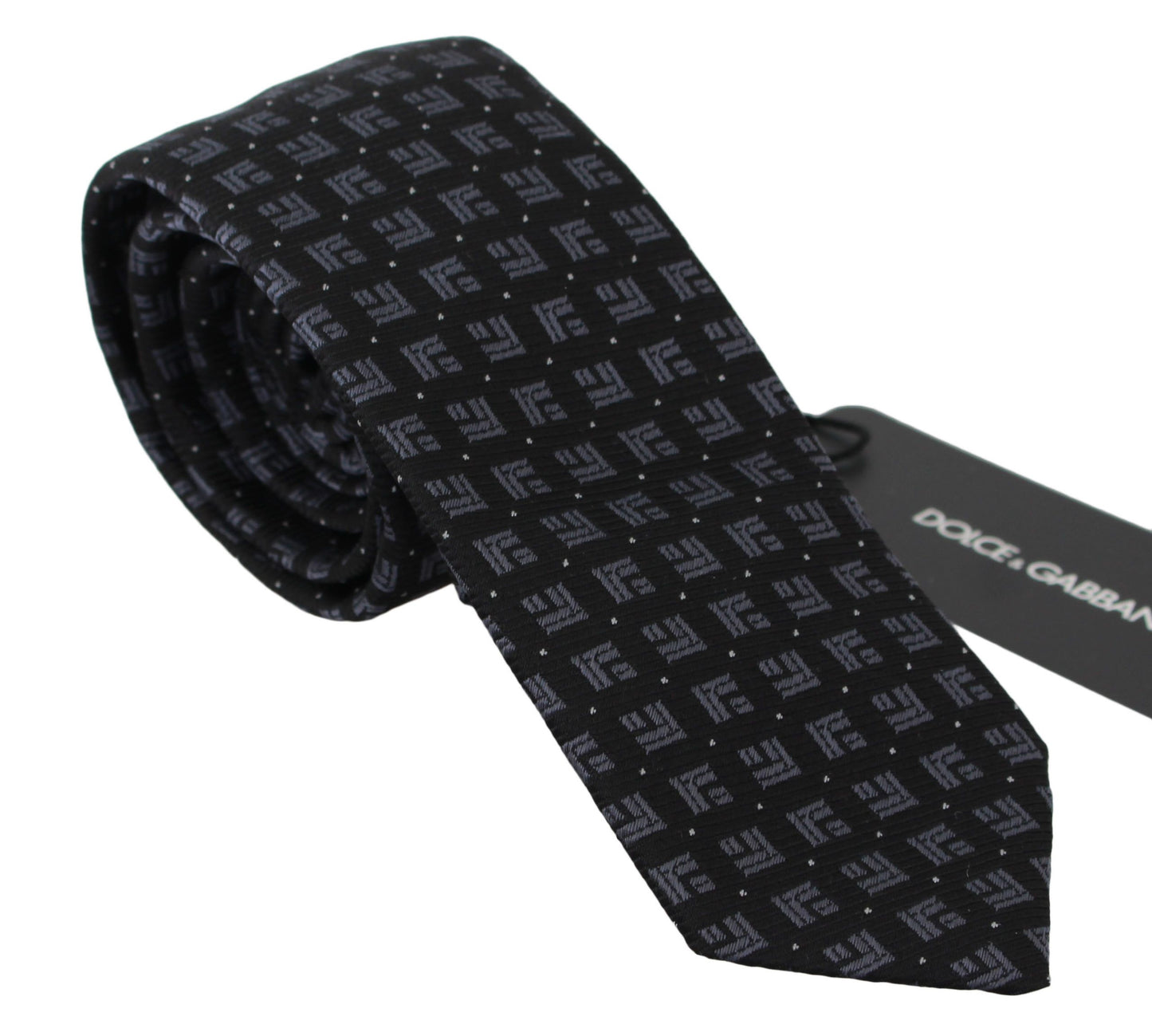 Black 100% Silk Printed Wide Necktie Men Tie
