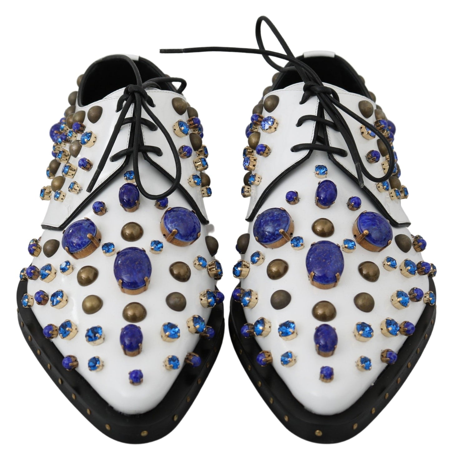 Elegant White Leather Dress Shoes With Crystals