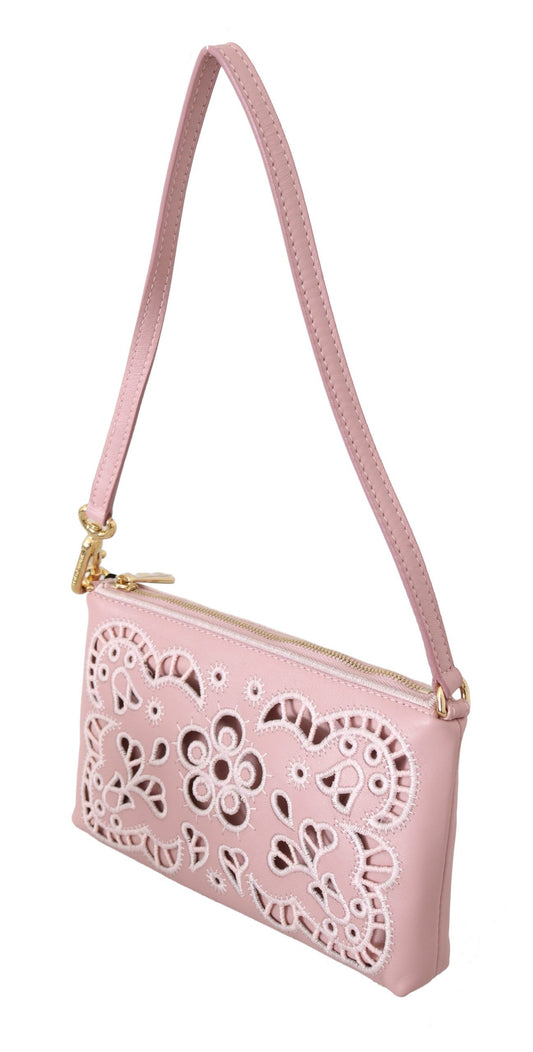 Chic Pink Leather Mini Cross Body Bag