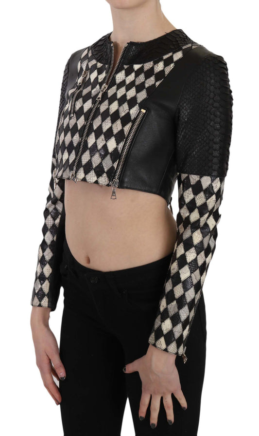 Chic Biker-Inspired Cropped Leather Jacket