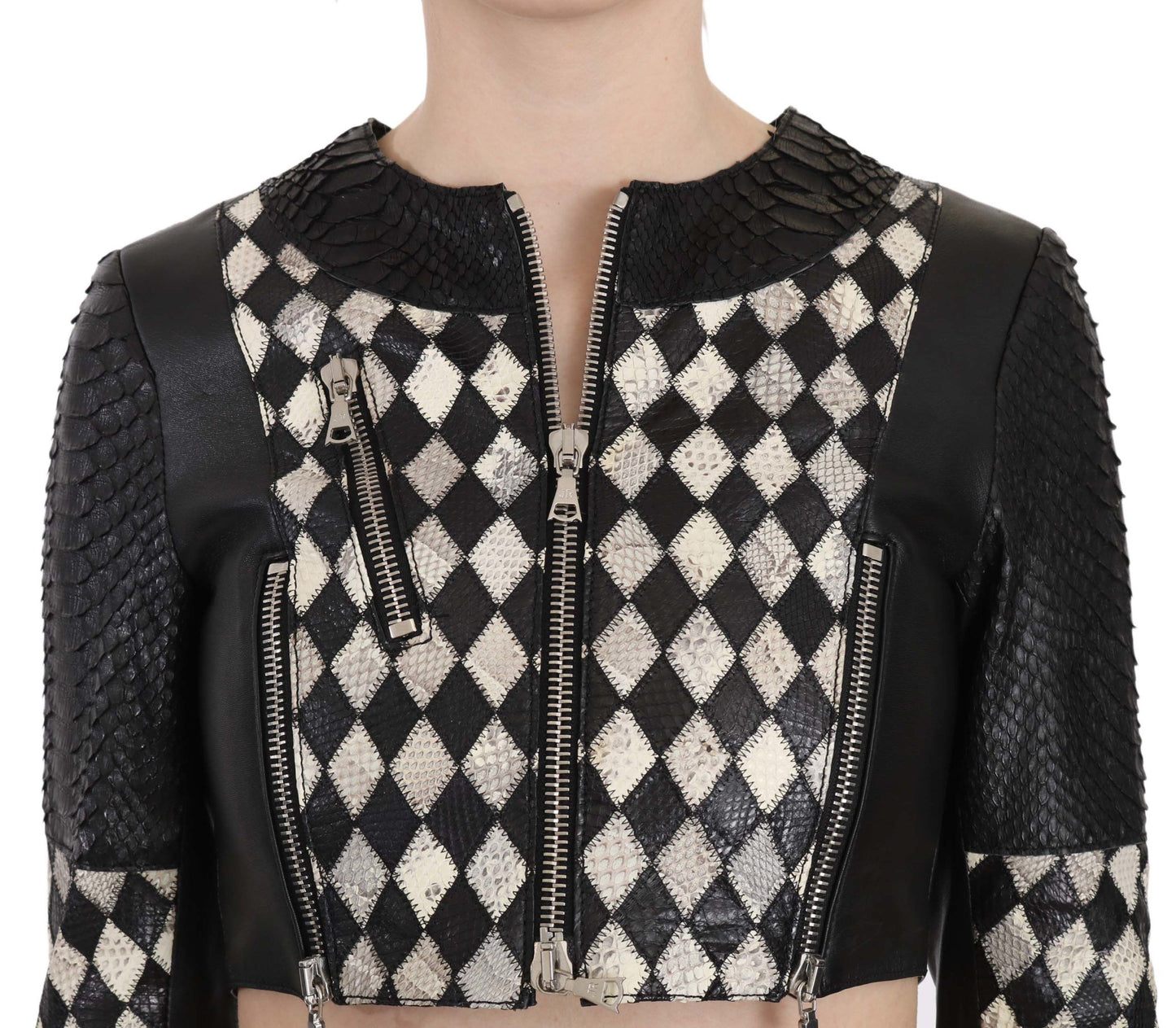 Chic Biker-Inspired Cropped Leather Jacket