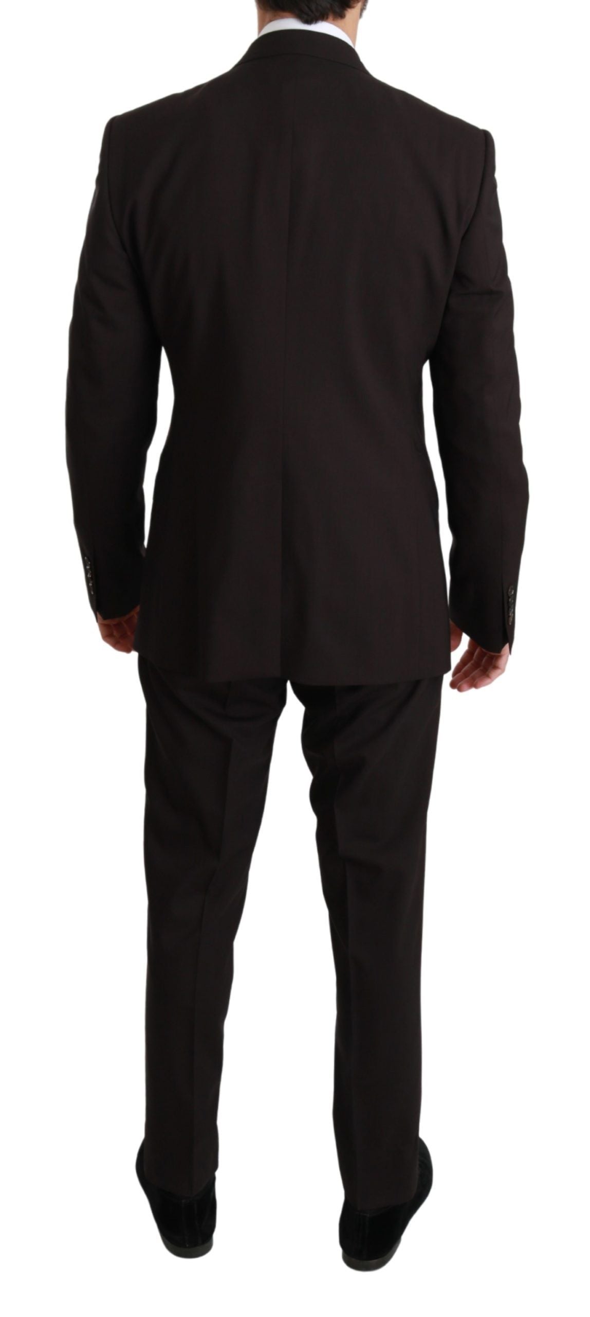 Elegant Brown Wool-Silk Men's Suit