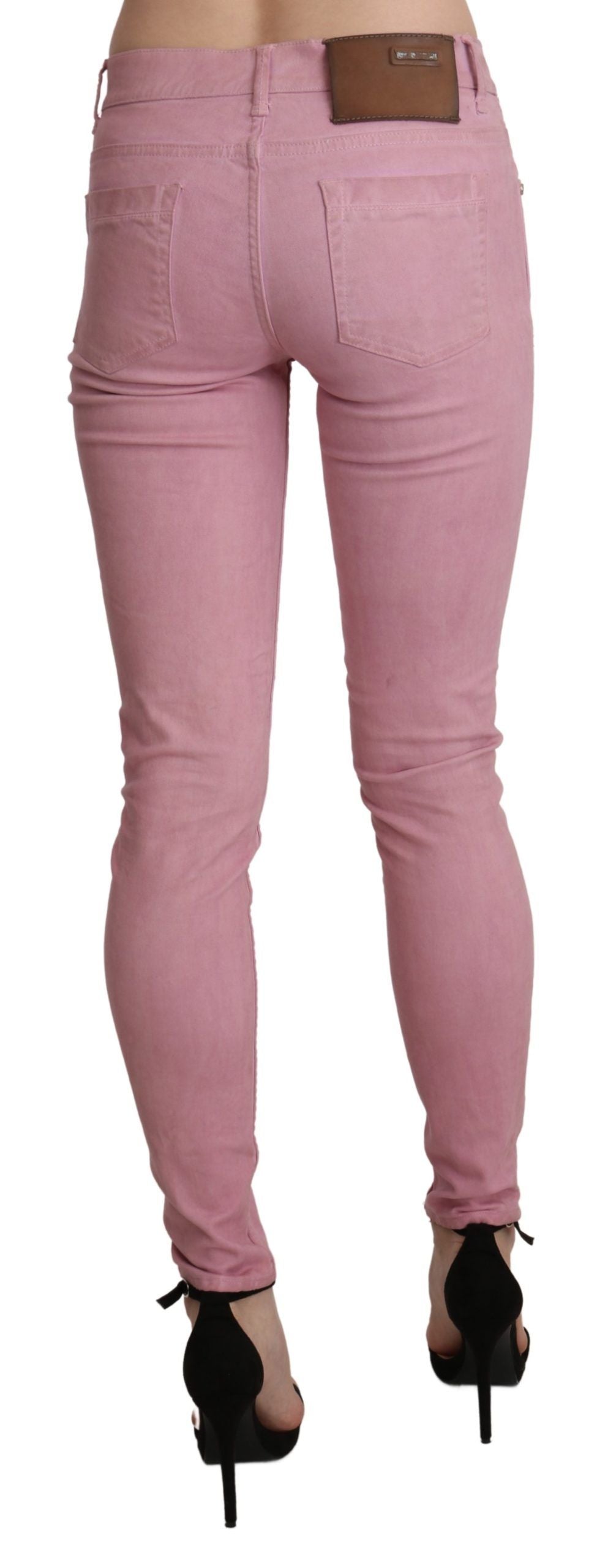 Chic Pink Mid Waist Skinny Jeans