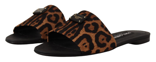 Elegant Leopard Print Slide Sandals