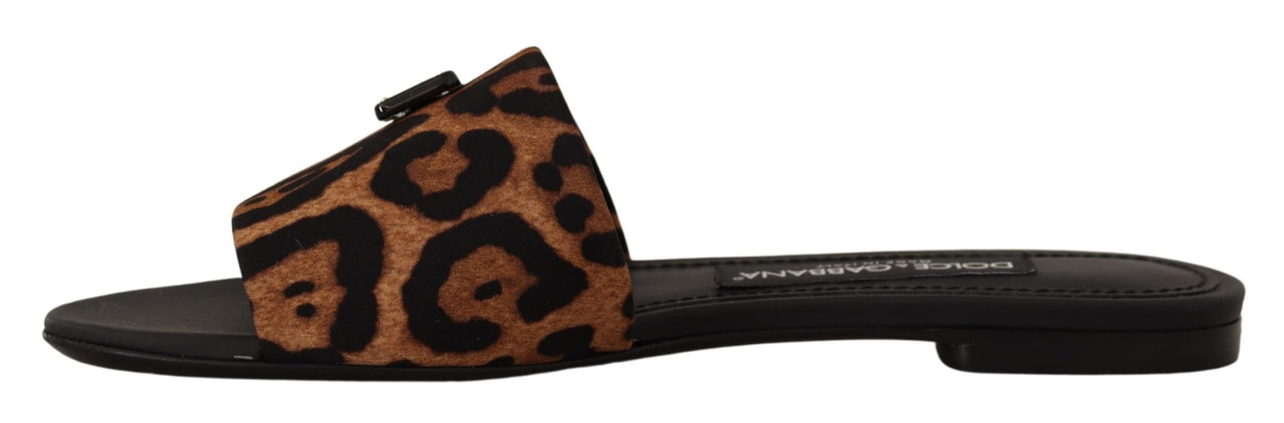 Elegant Leopard Print Slide Sandals