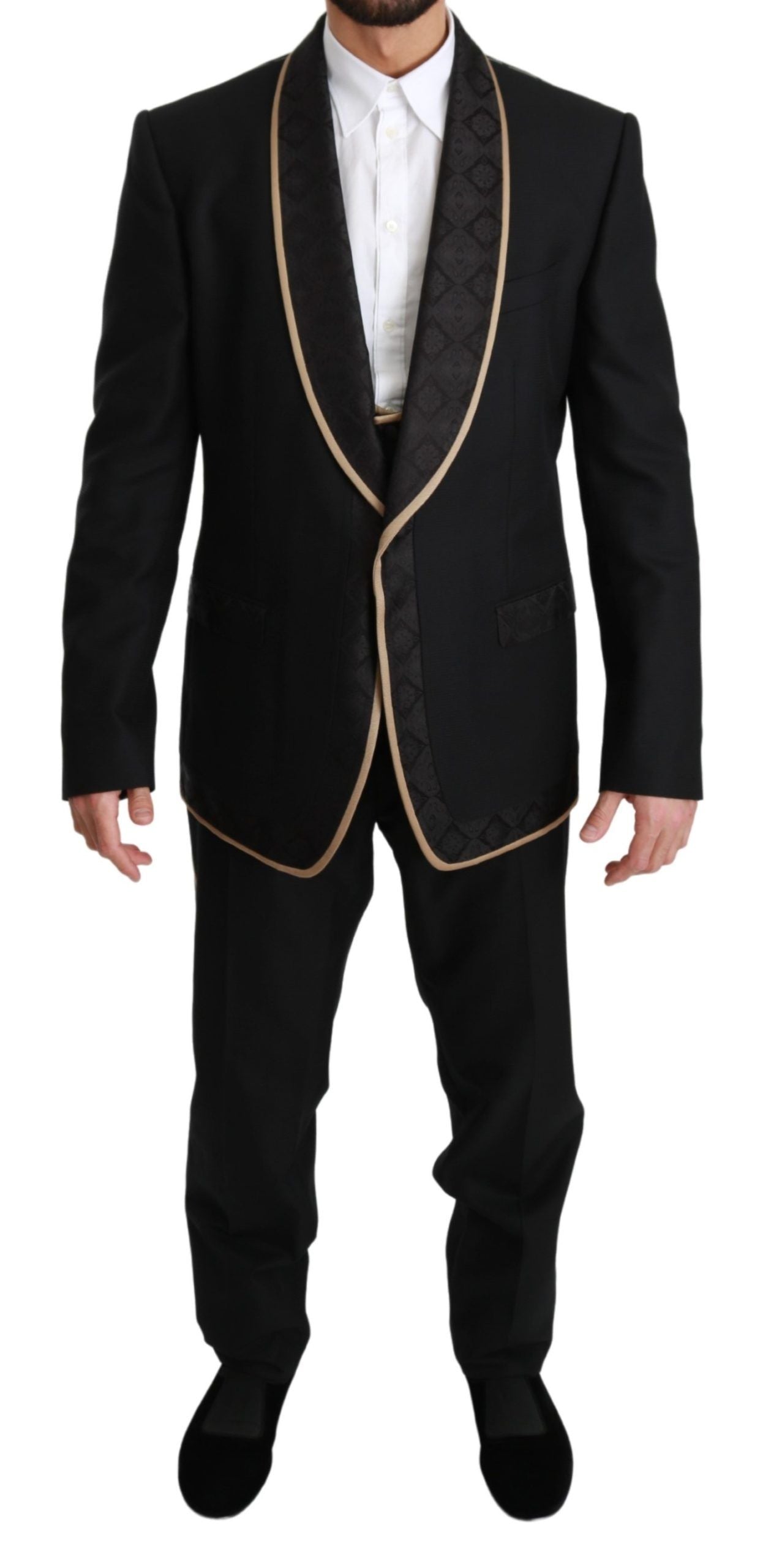 Elegant Black Silk-Blend 3 Piece Suit