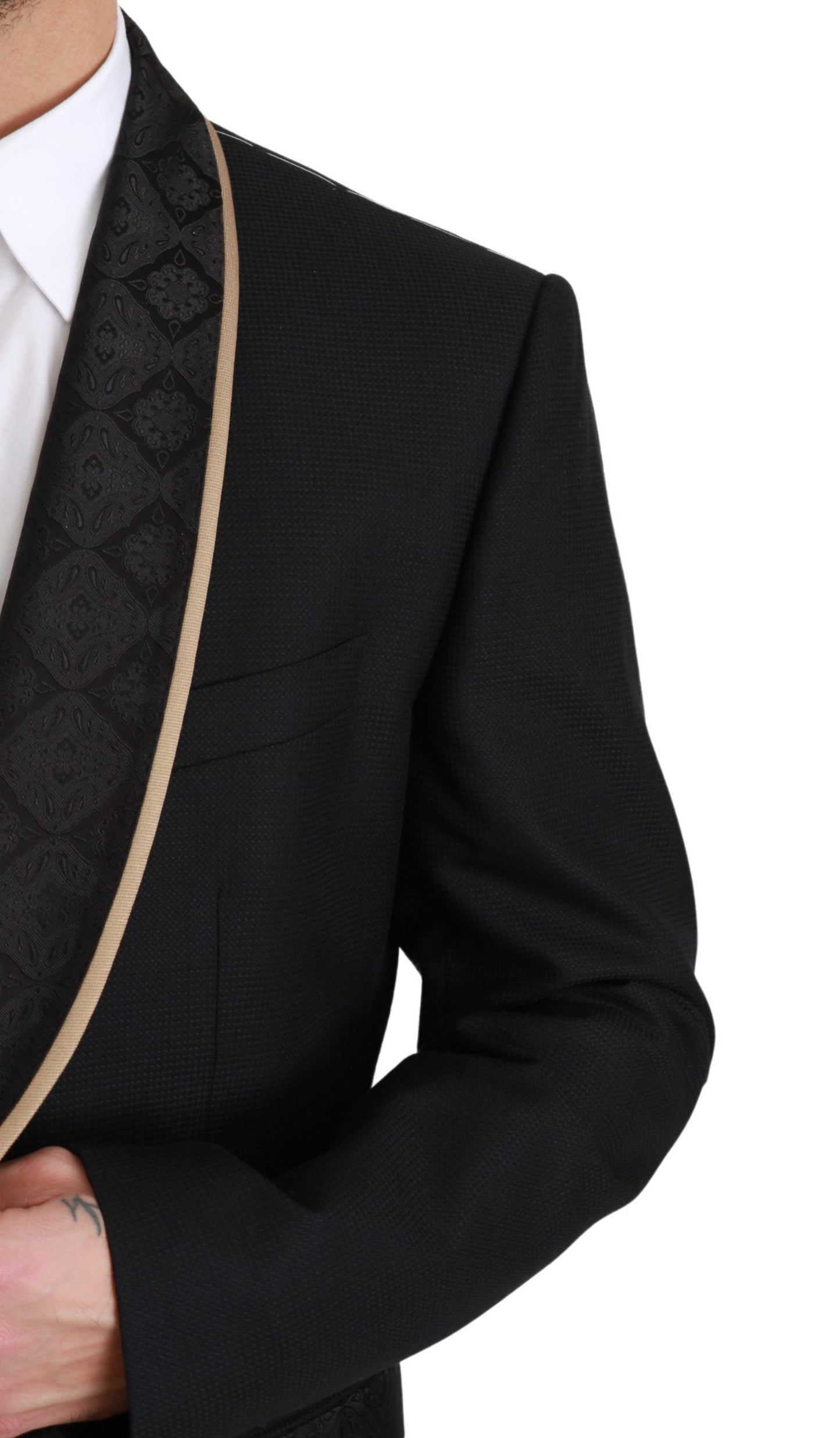 Elegant Black Silk-Blend 3 Piece Suit