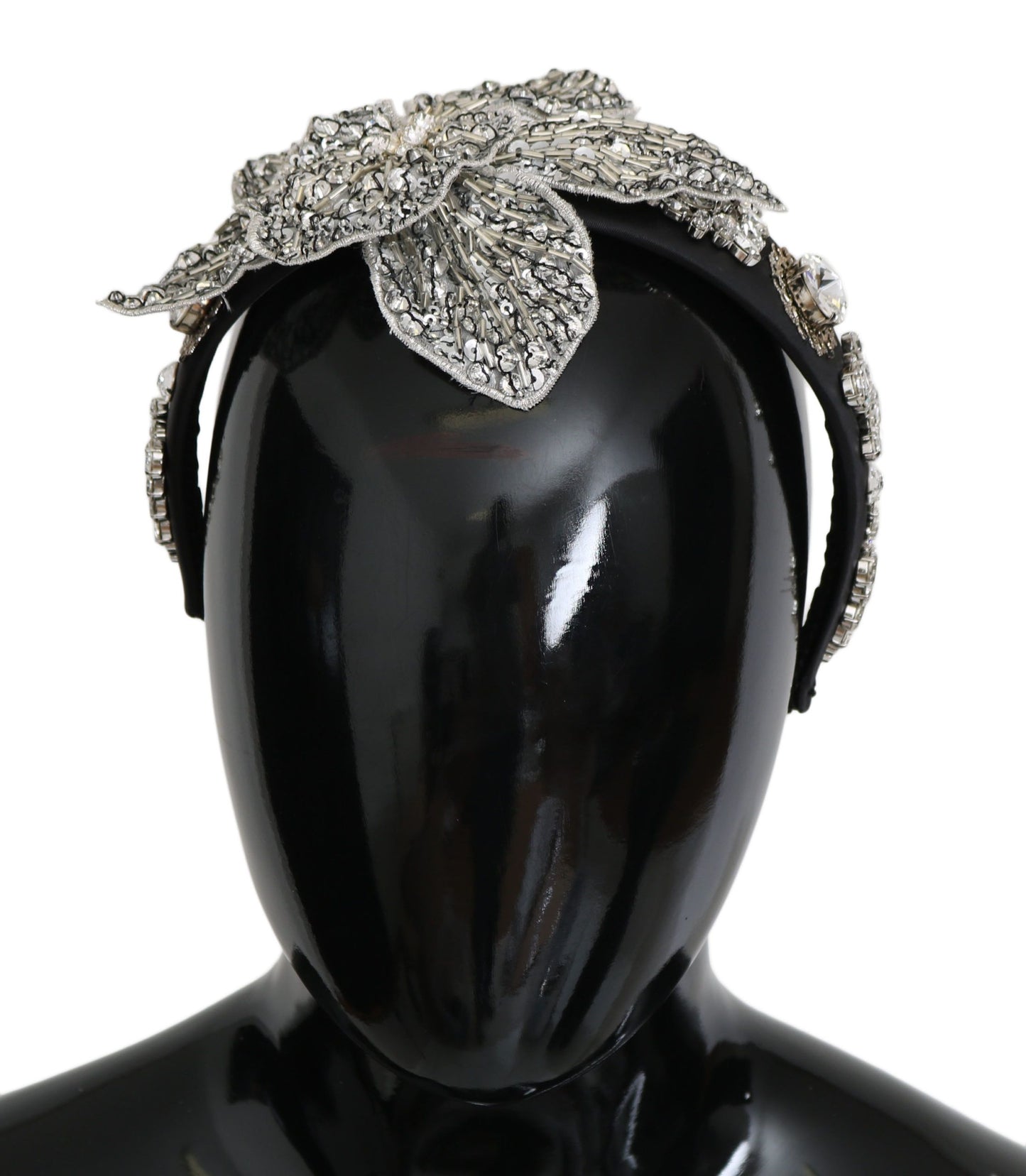 Black Crystal Silver Diadem Tiara Headband