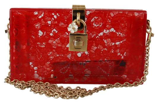 Red Taormina Lace Dolce Box Evening Clutch