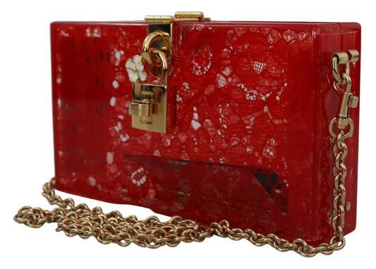 Red Taormina Lace Dolce Box Evening Clutch