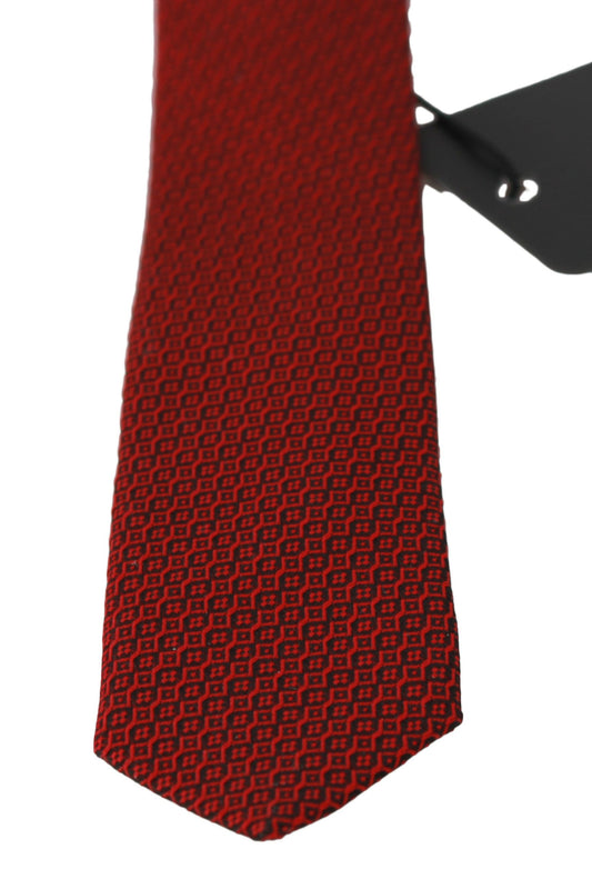 Elegant Silk Red Patterned Neck Tie