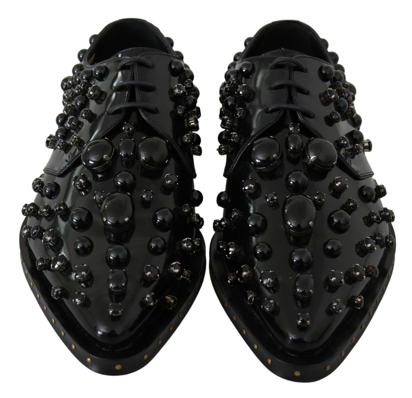 Elegant Black Crystal Leather Dress Shoes