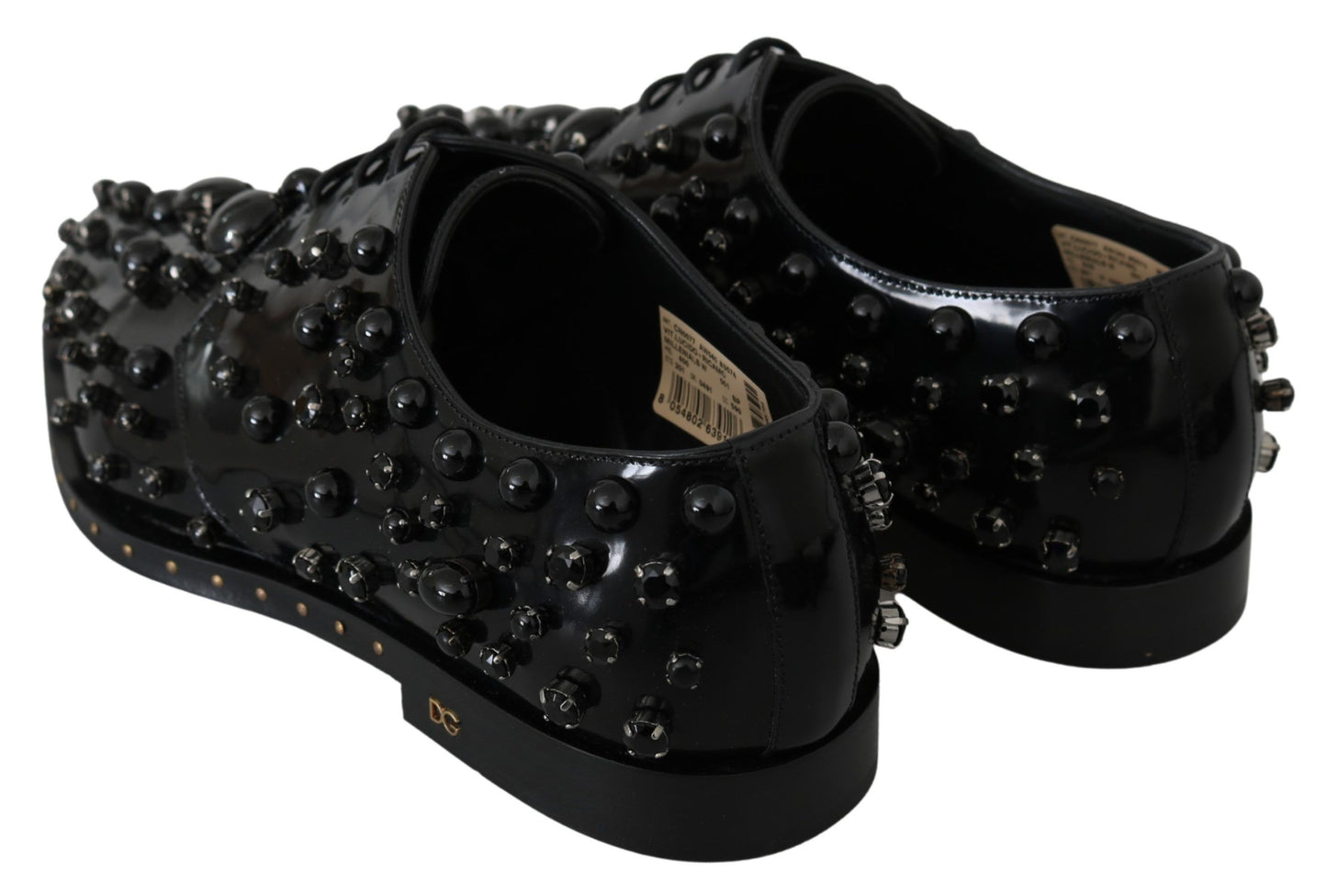 Elegant Black Crystal Leather Dress Shoes