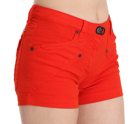 Chic Mid Waist Mini Shorts in Vibrant Orange