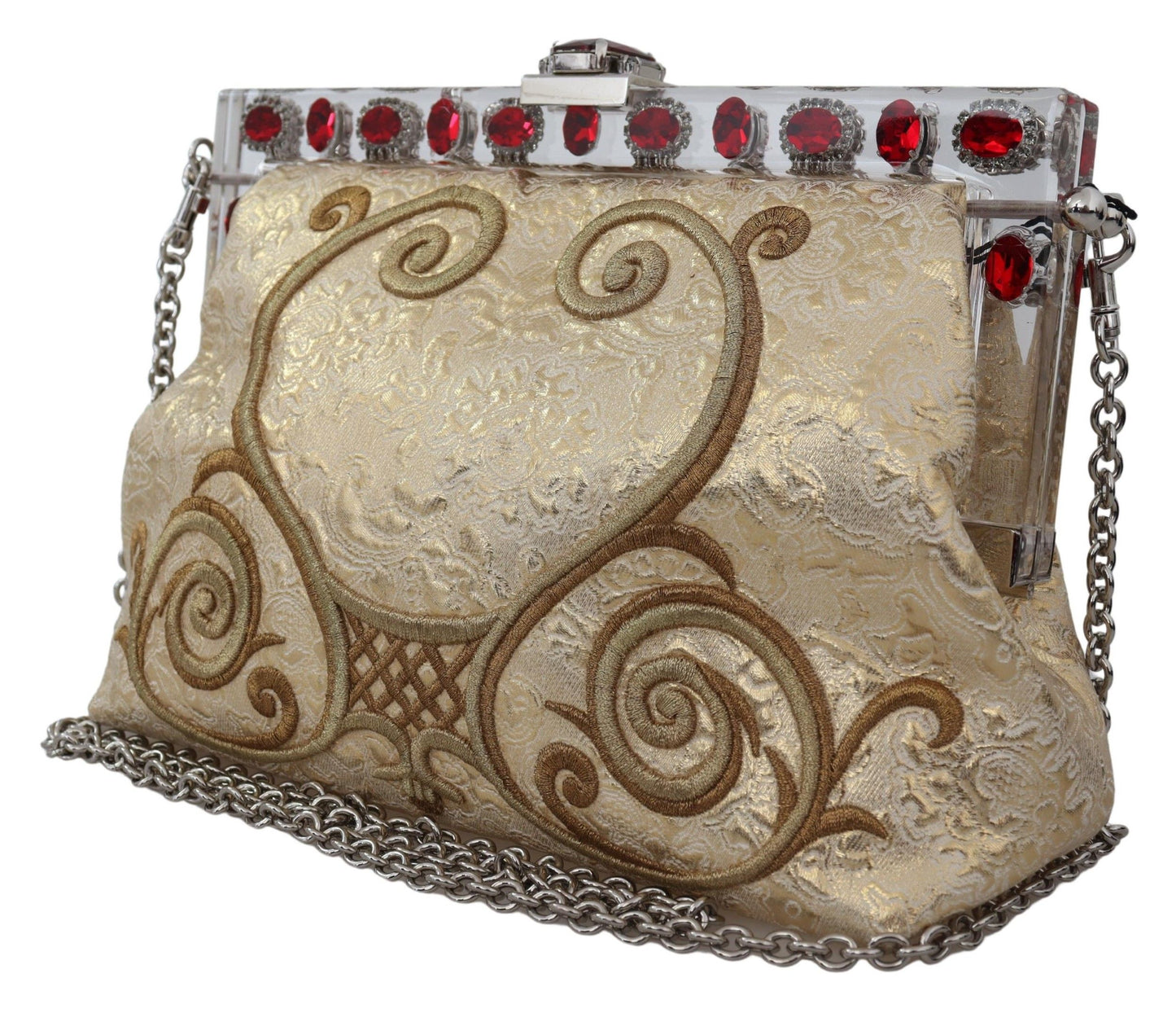 Glamorous Gold Evening Clutch with Crystal Details