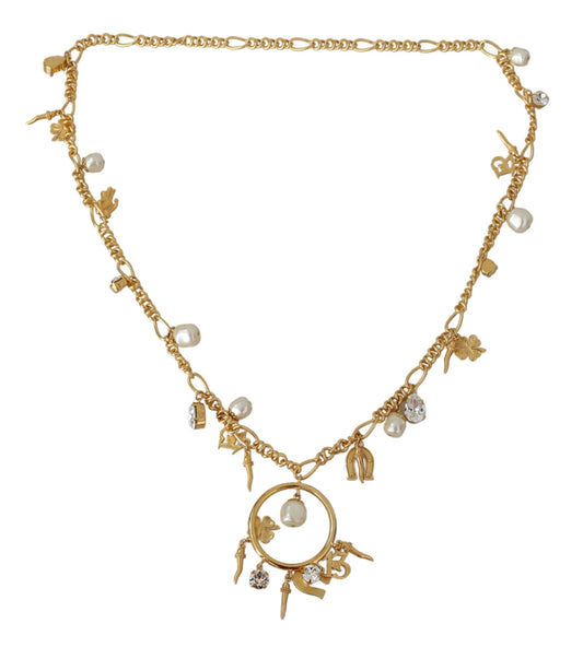 Gold-Tone Crystal Charm Necklace