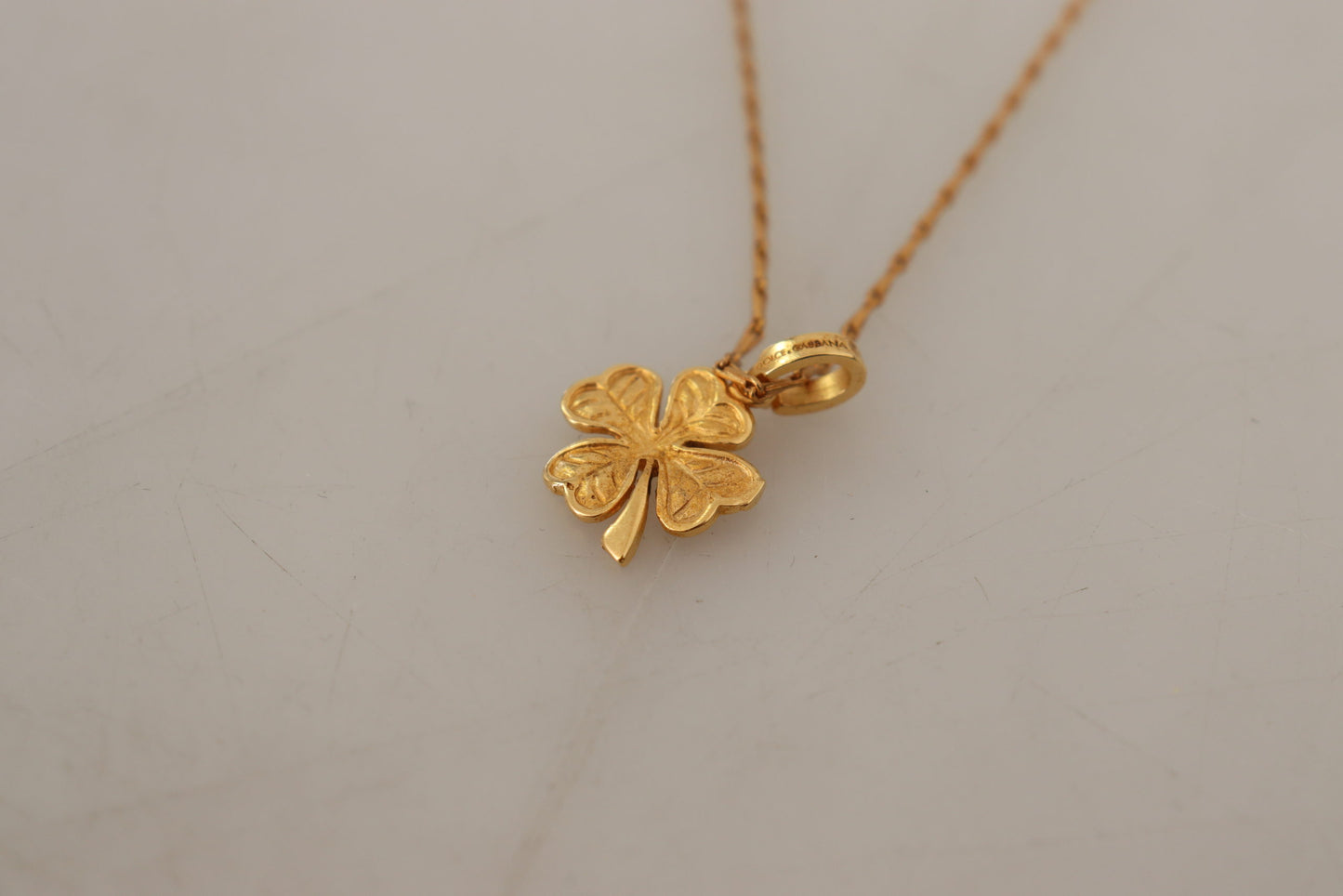 Elegant Gold Tone Clover Charm Necklace