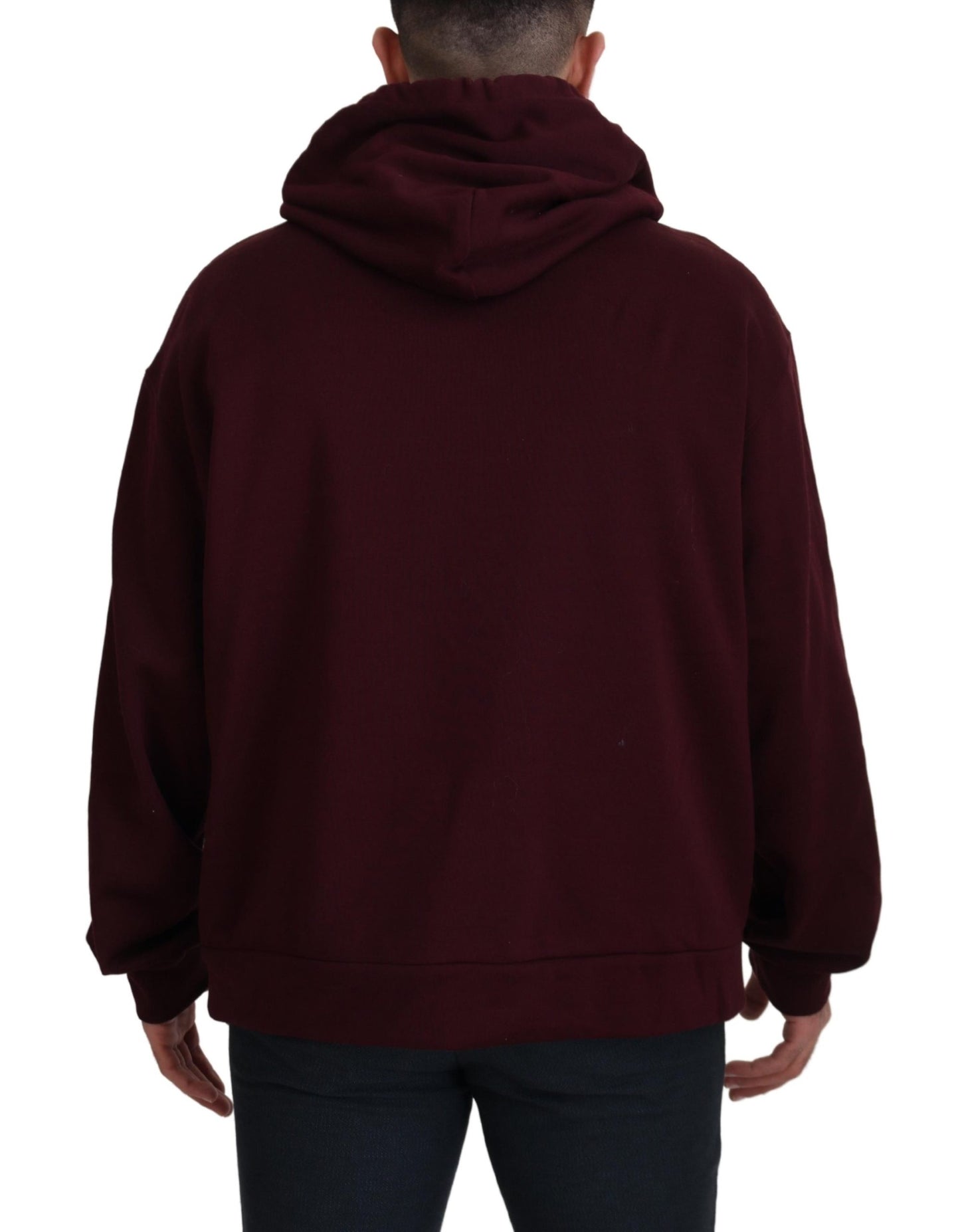 Maroon Hooded Cotton Blend Sweater