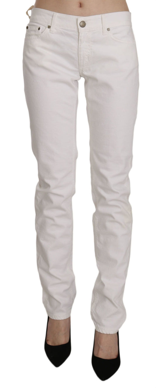 Chic White Skinny Cotton Blend Pants