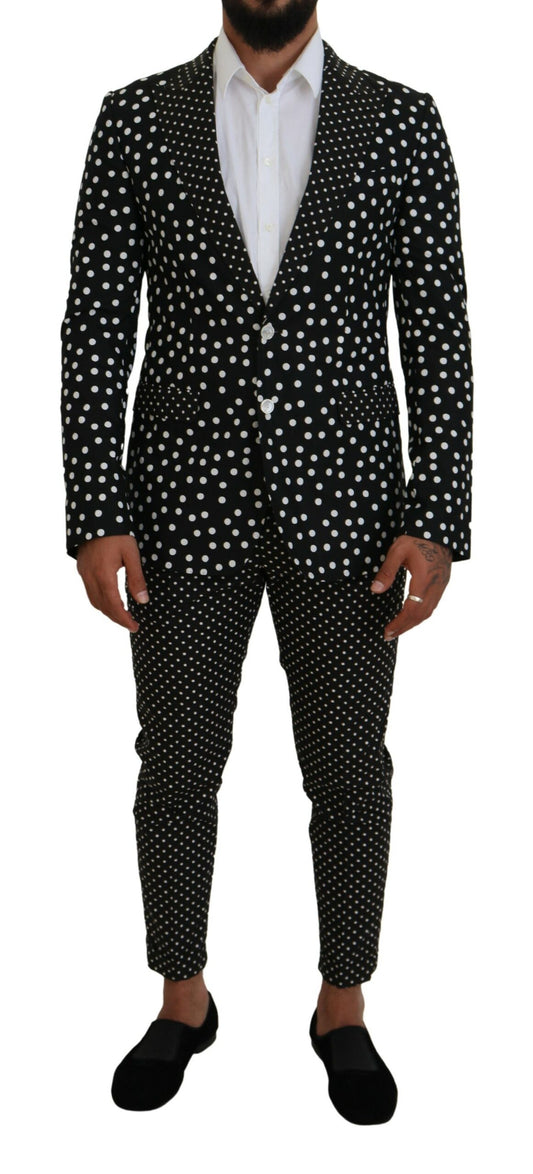 Elegant Silk Polka Dot Suit