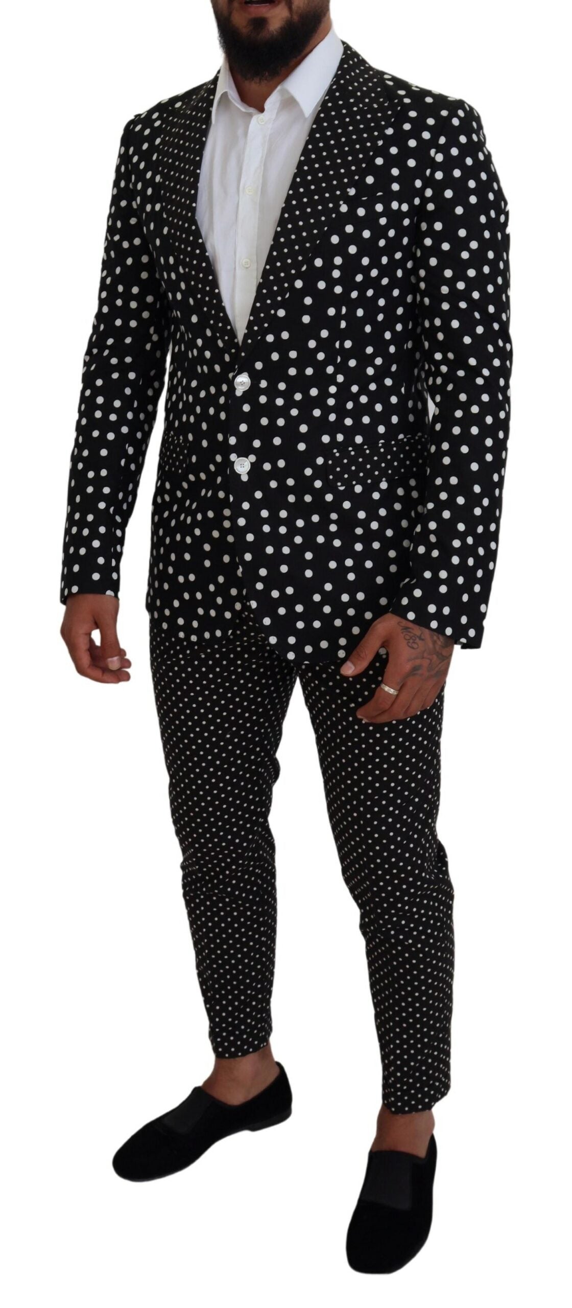 Elegant Silk Polka Dot Suit