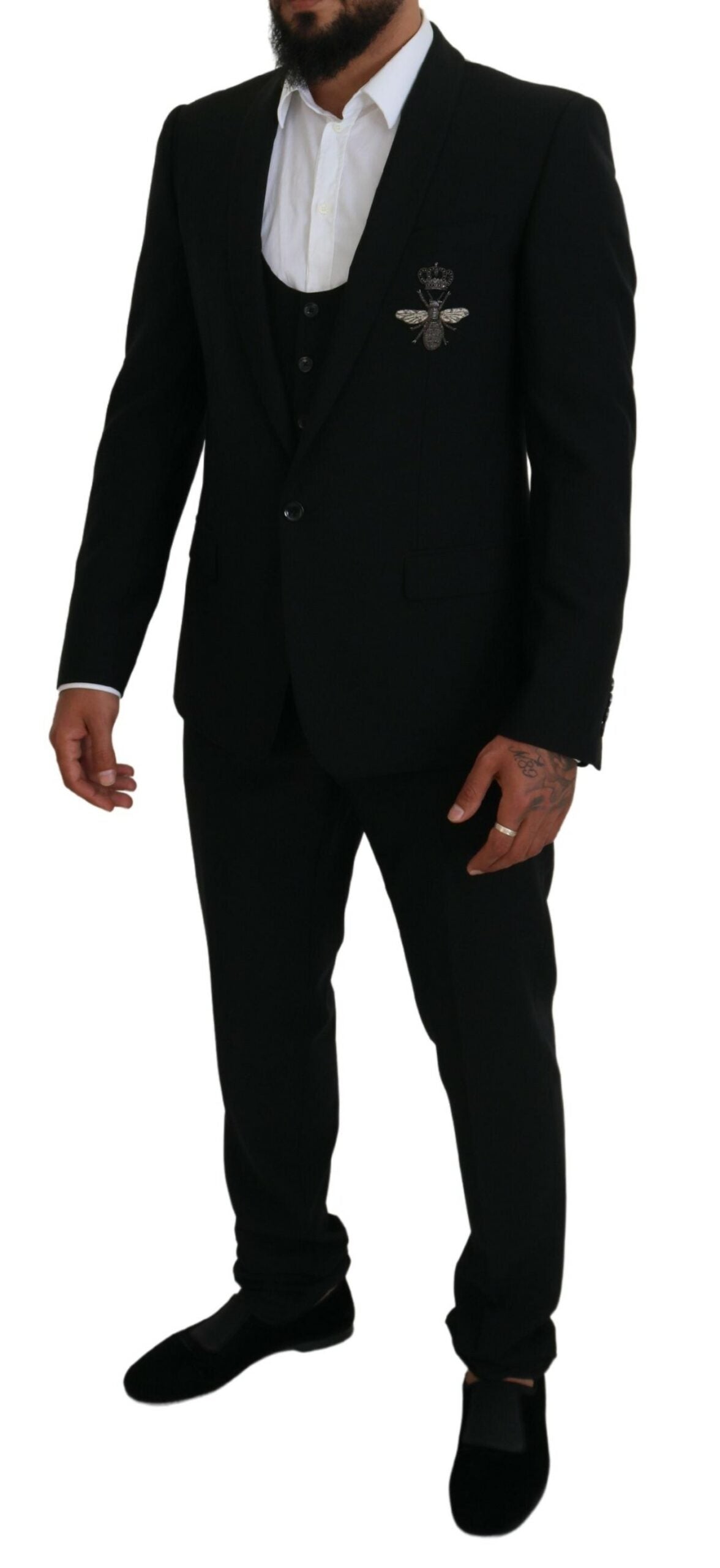 Elegant Black Martini 3-Piece Wool Suit