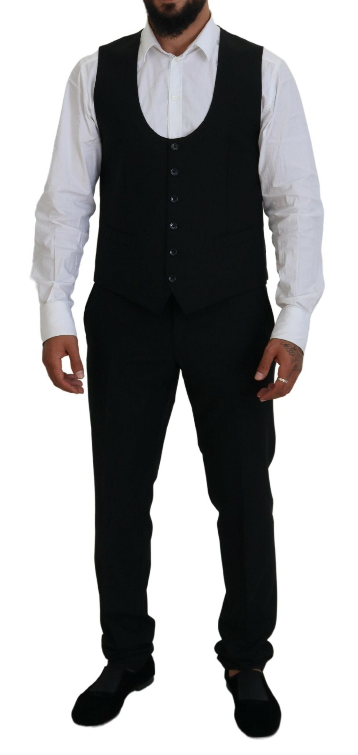 Elegant Black Martini 3-Piece Wool Suit
