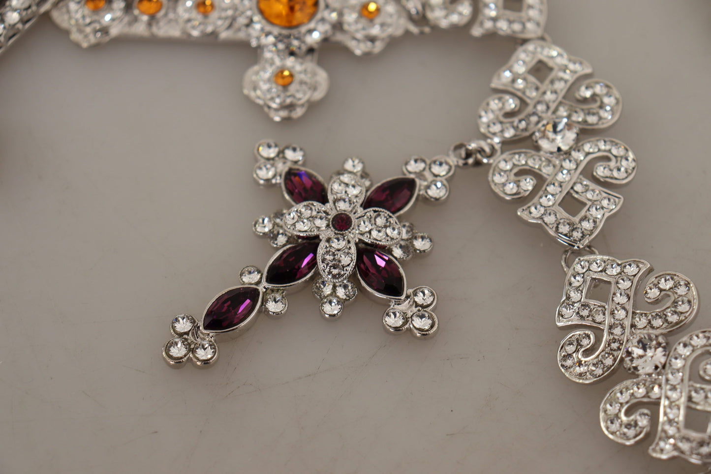 Elegant Multicolor Crystal Cross Necklace