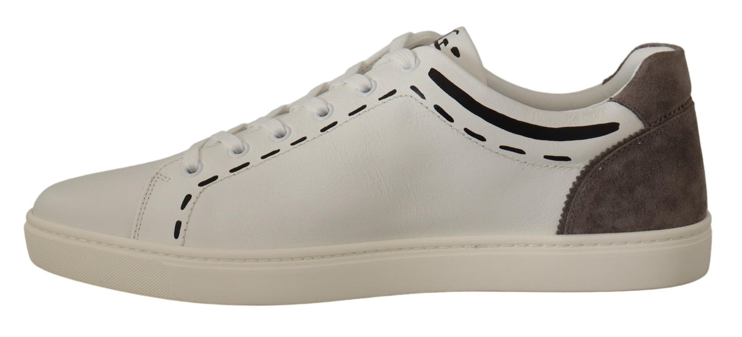 Sophisticated White Casual Sneakers with Gray Details