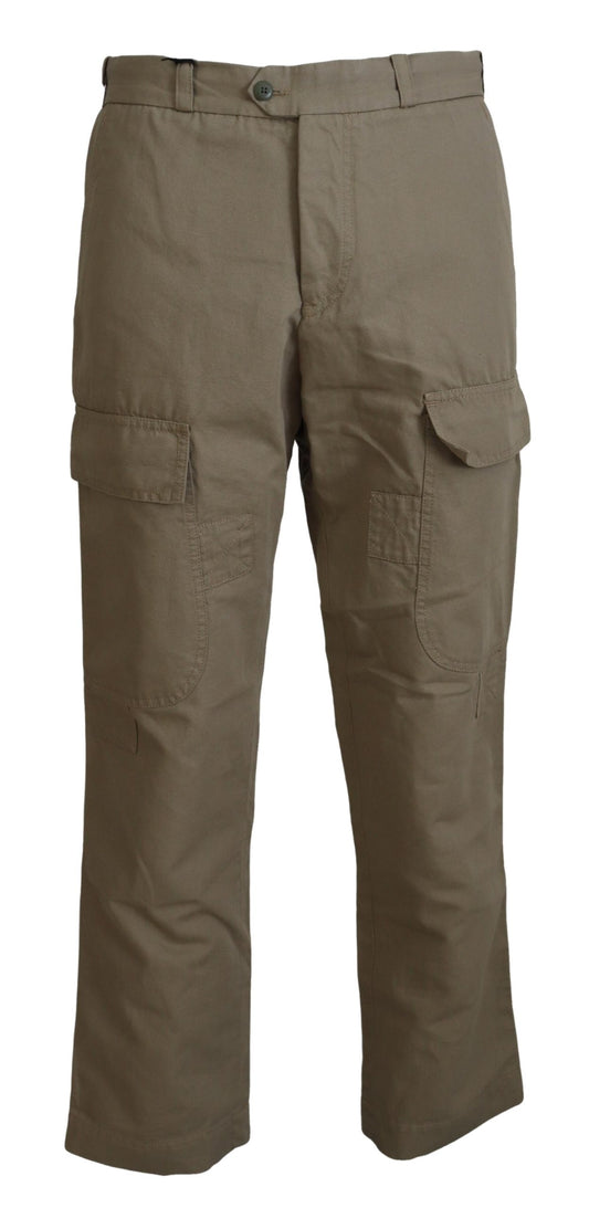 Chic Brown Cotton-Linen Cargo Pants