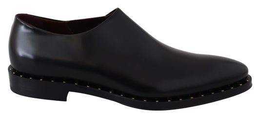 Elegant Black Leather Slip-On Loafers