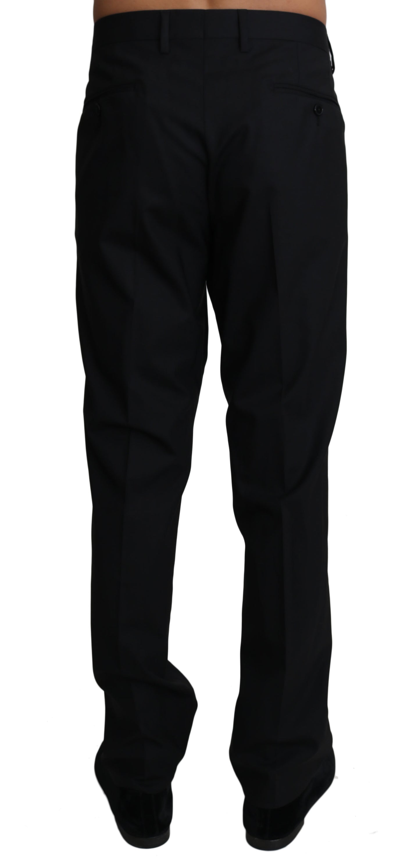 Elegant Black Formal Wool Blend Trousers