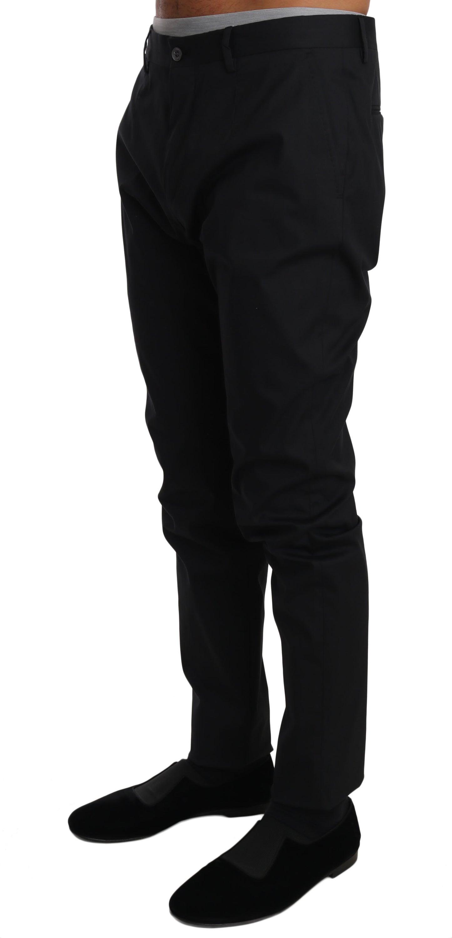 Elegant Black Formal Wool-Blend Trousers