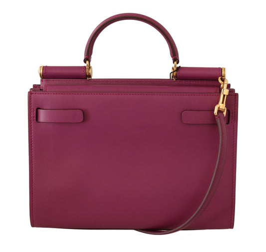 Elegant Purple Leather Sicily Shoulder Bag