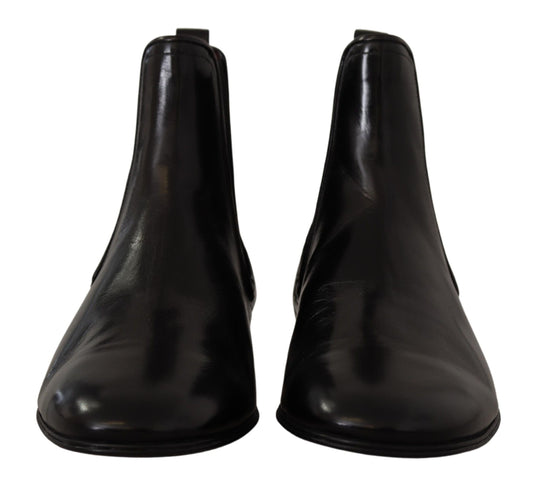 Black Leather Derby Boots Ankle
