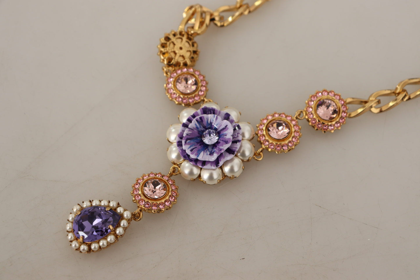 Elegant Floral Crystal Statement Necklace