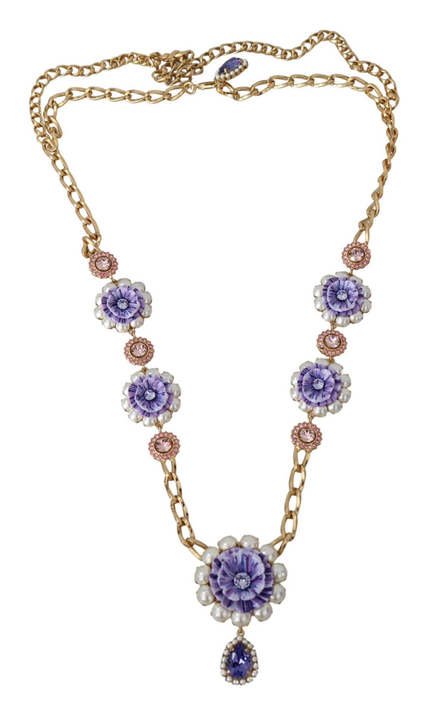 Elegant Gold-Tone Charm Necklace with Floral Motif