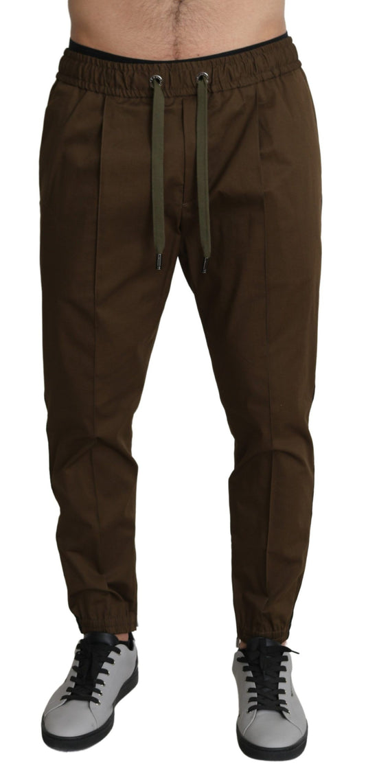 Elegant Brown Cotton Stretch Sweatpants