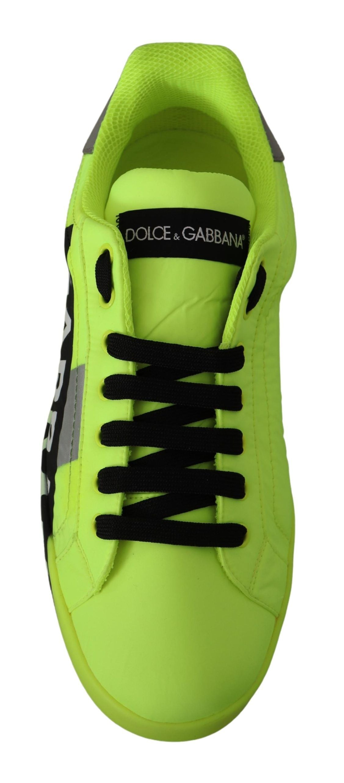 Neon Yellow Casual Sneakers with Black Logo Accents